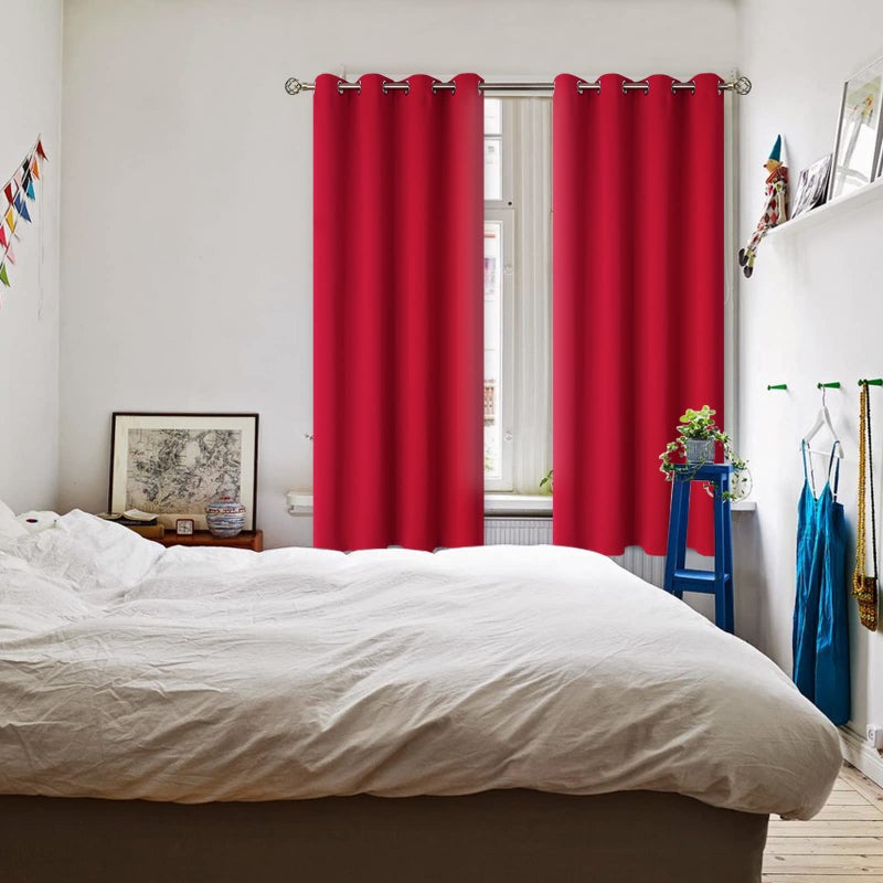 BGment Room Darkening Curtains 63 Inches Long - Grommet Thermal Insulated Drapes Window Treatment Curtains for Bedroom, 2 Panels, 52 x 63 Inch, Red - Image 2